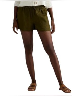 QUINCE 100% Linen Shorts Martini Olive Green Size M Gorpcore Granola Girl